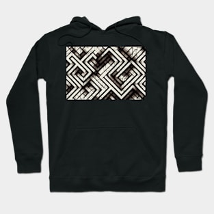 Black and White Maze Optical Illusion - Abstract Pattern Design Hoodie